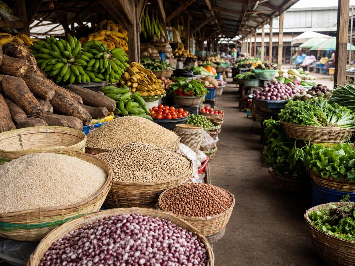Fresh food stalls at Oyingbo Market